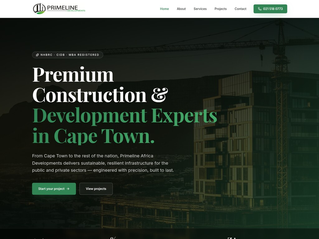 Primeline Developments website example